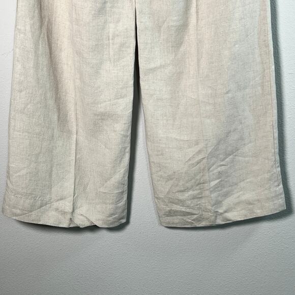 Liz Claiborne Jackie Linen Drawstring Wide Leg Trouser Pants Womens Size 4 Beige - Picture 5 of 10